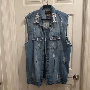 Embellished Denim Vest